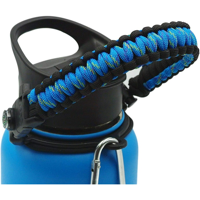 Sendcord Paracord Handle for Hydro Flask Wide Mouth Water Bottles - Easy Carrier with Survival-Strap, Safety Ring, and Carabiner - Fits Wide Mouth