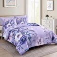 thumbnail image 2 of Floral Comforter Set King Size 7 Piece, Flower Bed in a Bag, Elegant Comforter Bedding Set for All Season (Lavender, 104"x90"), 2 of 11