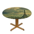 thumbnail image 3 of Orinice Eiffel Tower Round Table Cover Stain Resistant Washable Indoor Outdoor Tablecloth Kitchen Dining Wedding Parties Full Width Single-Sided Printing 100% Polyester Fiber 42-46, 3 of 8