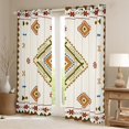 thumbnail image 2 of Manfei Retro Rustic Aztec Curtains Pack of 2 (42x84 Each),Vinatge Geometric Rhombus Curtains Blackout,Beige Brown Bedroom Curtains For Men Women,Breathable Home Decor, 2 of 6