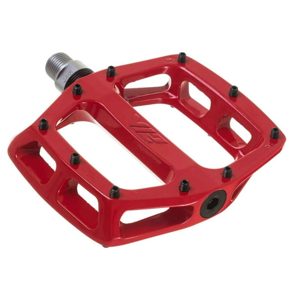 DMR V12 Platform Pedals 9/16" Concave Aluminum Body 20 Replaceable Grip Pins Red