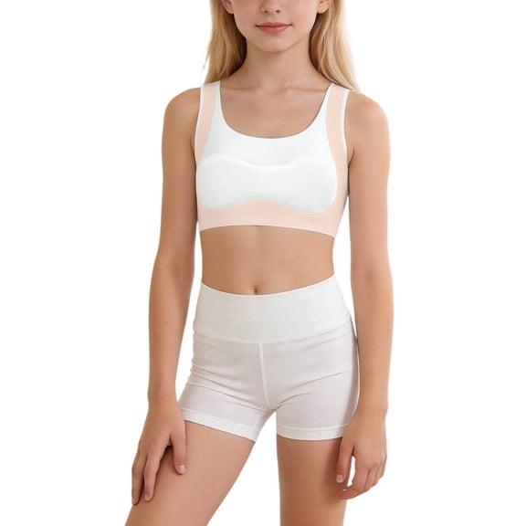 Aihuaihua Little Girl Bras 5-6 Wireless Supportive Multipack Youth Sports Bra with Stable Support