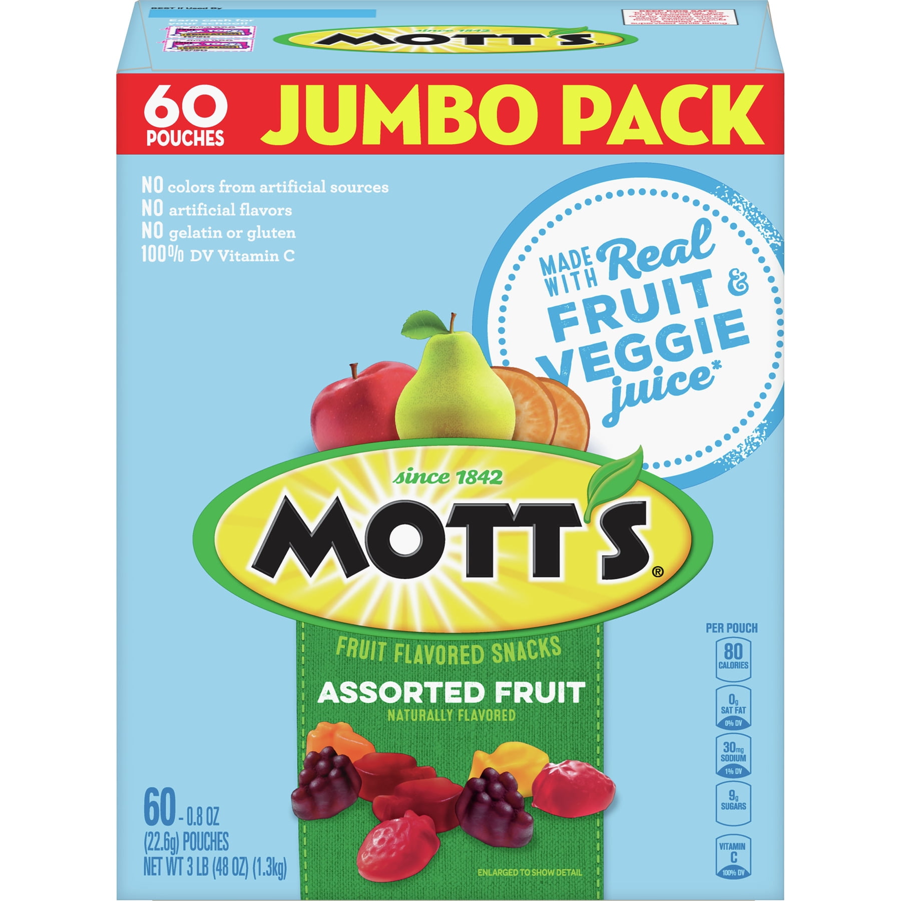 Mott's Fruit Snacks, Assorted Fruit, 60 ct, 0.8 oz