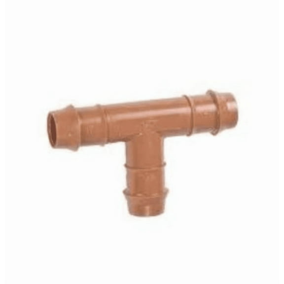 (20-Pack) Drip Irrigation Brown Barbed Tee Fittings - Fits 1/2, 17mm .600 ID Drip Tubing - Made In The USA