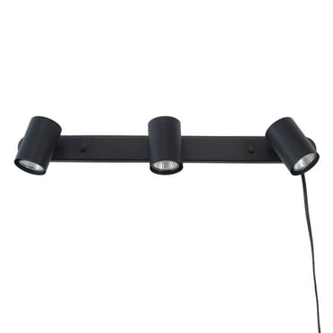 22" 3-Light Matte Black Plug-In Track Lighting