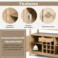 thumbnail image 6 of Buffet Cabinet, Farmhouse Coffee Bar Table with Doors & Drawer, Liquor Cabinet with Wine Racks, Wood Buffets & Sideboards, Sideboard Storage Cabinet for Kitchen, Dining Living Room (Natural), 6 of 18