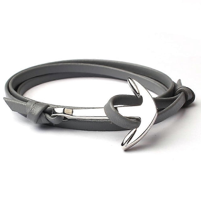 Pulsera de cuero con ancla antigua para mujer, accesorio de joyería clásico para hombre, 4