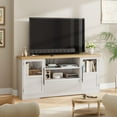 thumbnail image 3 of Yeshouse 72 Inch Farmhouse TV Stand, Wave Pattern Media Console with Glass Doors, Open Storage for Living Room, 3 of 7