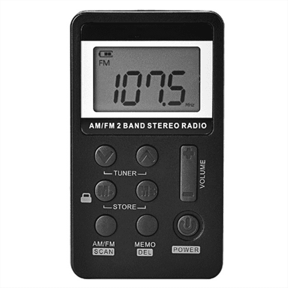 Portable FM Radio with Rechargeable Battery Enjoy on-the-Go Listening with Earphones and Digital Display