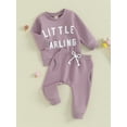 thumbnail image 3 of Bagilaanoe 2PCS Baby Clothing Sets Girls Casual Sweatsuits Toddler Letter Long Sleeve Sweatshirt Tops + Sweatpants 6M 12M 18M 24M 3T Kids Pants Set Fall Outfits, 3 of 9