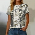 thumbnail image 6 of larppty Women Camo Shirt Top Y2K Maple Leaf Graphic Tee Short Sleeve Loose Fit Round Neck T Shirt Streetwear (Light Gray, XXL), 6 of 7