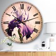 thumbnail image 2 of Designart 'Beautiful Blue Iris Watercolor Sketch' Traditional wall clock, 2 of 3
