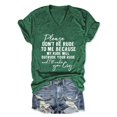 thumbnail image 2 of Bovemsi Funny Shirt Women Please Don'T Be Rude To Me Graphic V Neck T Shirt Sarcastic Short Sleeve Tee Humor Mom Summer Tops, Green Women's Summer Short Sleeve T-Shirts, L, 2 of 8