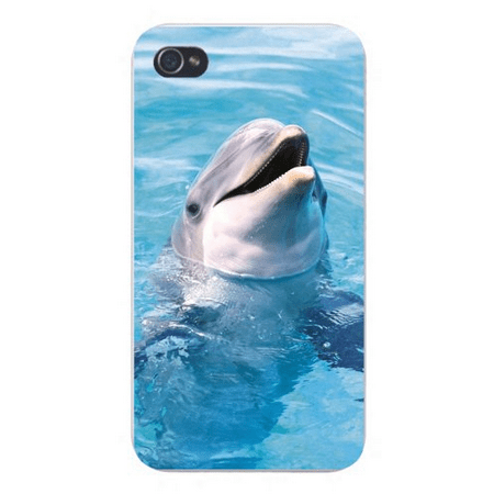 Hat Shark Apple Iphone Custom Case 4 4S Snap On - Dolphin Swimming Sticking Head Up From