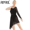thumbnail image 2 of Vestido de patinaje artístico para mujer, Jersey de Ballet, cuerpo de baile con falda asimétrica, traje de Ballet de manga larga, disfraz de Tango Latino, 2 of 5