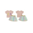 thumbnail image 2 of Toddler Baby Girl Easter Outfits 6 12 18 24 Months 2T 3T 4T Rabbit Embroidery Crew Neck Short Sleeve T-Shirts Tops Rainbow Tulle Skirts 2Pcs Clothes Set, 2 of 9