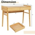 thumbnail image 7 of Topbuy 39.5” Bamboo Computer Desk Study Writing Desk with 2 Pull-Out Drawers Shelf & Cable Management Groove, 7 of 7