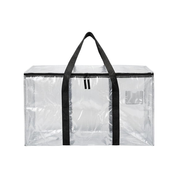 2 Pcs Heavy Duty Moving Bags, Large Moving Bags With Durable Handles, Collapsible Tote For Storing Clothes, Blankets And Household Sundries (Clear)