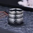 thumbnail image 4 of Men's and Women's Steel-colored Hammered Tungsten Rings, 4 of 6