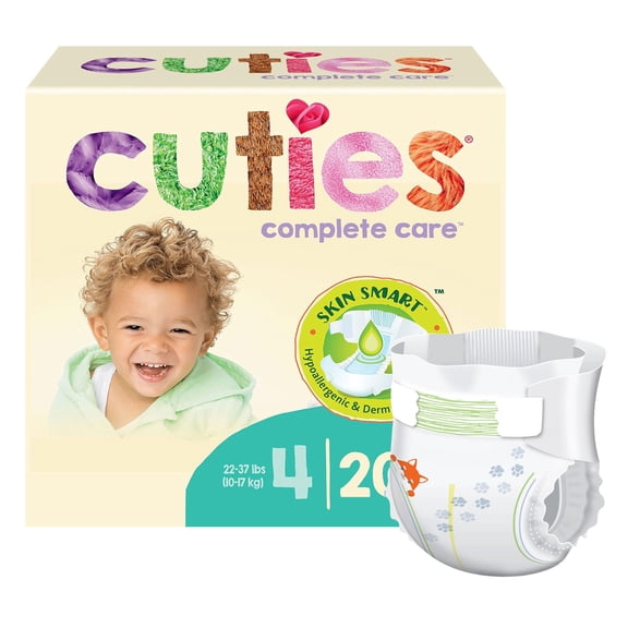 Cuties Baby Diaper Size 4, day and night protection 22 to 37 lbs., 25 Count, 1 Pack