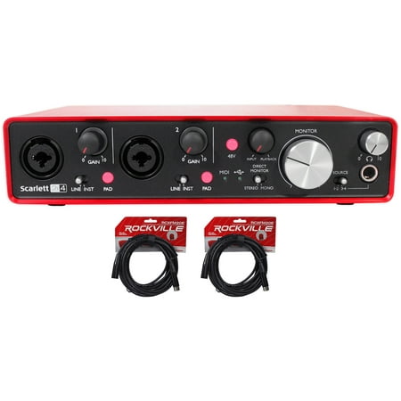 Focusrite SCARLETT 2I4 2nd G 192kHz USB Audio Recording Interface+(2) XLR