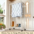 thumbnail image 5 of Clothes Rack, Heavy Duty Clothing Rack for Hanging Clothes, Clothing Rack with Wheels, Adjustable Metal Garment Rack, 15.7" D x 35.5" W x 79" H, White, 5 of 8