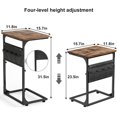 thumbnail image 2 of Adjustable C-Shape Side Table with Storage Bag for Living Room, Bedroom & Office - Rustic Brown, 2 of 6