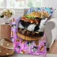 thumbnail image 4 of Funny Cat Blanket Super Soft Cozy Hamburger Cat Throw Blanket Lightweight Flannel Fleece Fuzzy Blankets Cat Lover Giftsfor Girls Boys Women Teens Adults 50"X40", 4 of 6