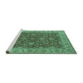 thumbnail image 2 of Ahgly Company Machine Washable Indoor Round Oriental Turquoise Blue Industrial Area Rugs, 6' Round, 2 of 4