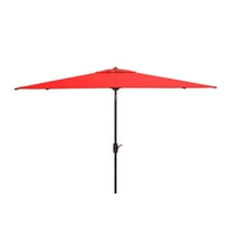 SAFAVIEH Athens 6.5' X 10' Market Crank Patio Umbrella, Red