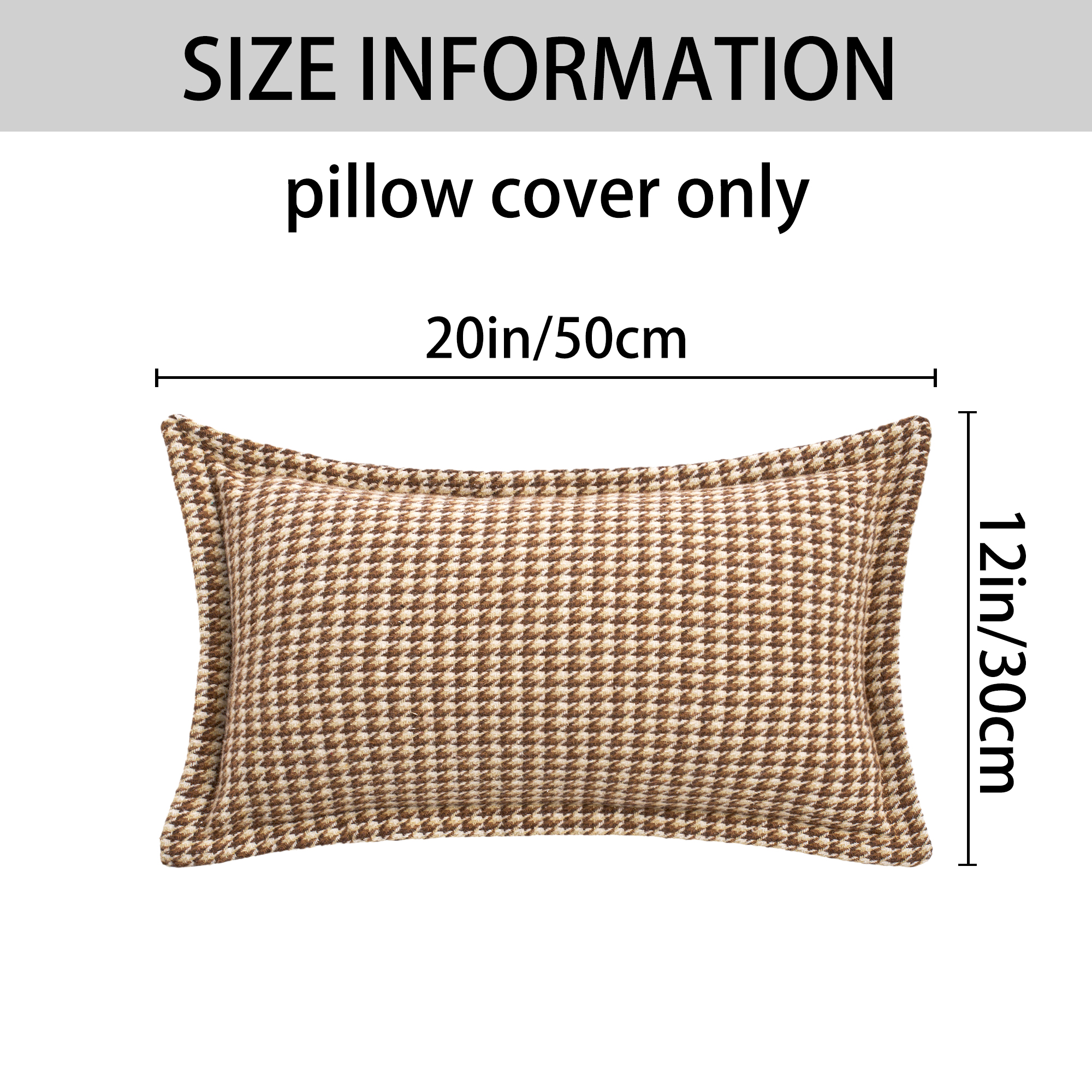 Unique Bargains Soft Houndstooth Throw Pillow Covers Set of 2 Brown 20" x 12"