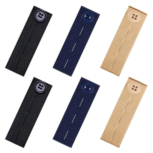 MARSHOHO Extensores de cintura elástica para pantalones 8 PCS Banda ajustable Mujeres y hombres Jeans Botón de vestido (Negro Azul Caqui) Tamaño normal