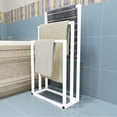 thumbnail image 2 of Tcbosik 33.8"H Free Standing Metal Towel Rack, Bath Towel Drying Valet Holder, Towel Bar Stand for Kitchen Toilet Washroom Shower Room Poolside, White, 2 of 5