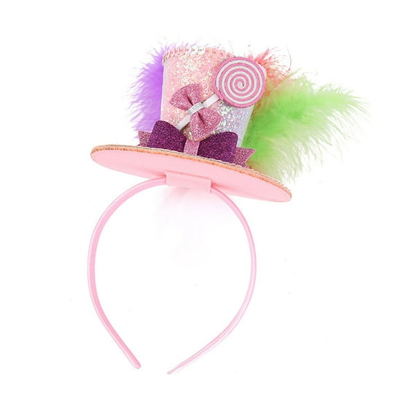 Doomiva Women Mini Top Hat Hair Band with Sequins Feather Party Mini Top Hat Hair Hoop Lolita Hair Accessories Cosplay Mottoparty 1Pc One Size