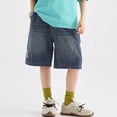 thumbnail image 2 of Staki Boys Summer Cargo Jeans Kids Baggy Elastic Waist Wide Leg Denim Pants with Pockets 5-16 Years,11-12 Years, 2 of 6