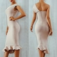 thumbnail image 4 of AMERTEER Femmes Couleur Unie Sans Manches une Épaule Poisson Queue Ourlet Bodycon Midi Robe, 4 of 12