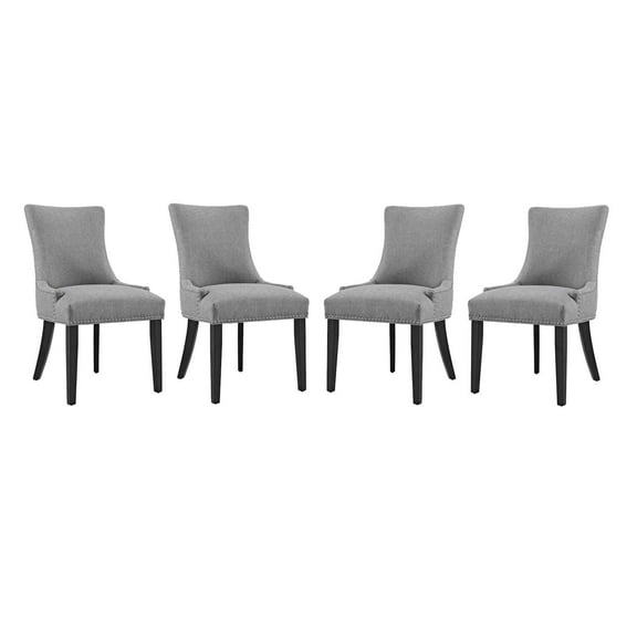 Modern Contemporary Urban Design Dining Kitchen Room Side Chair, Set of Four, Fabric, Light Grey Gray