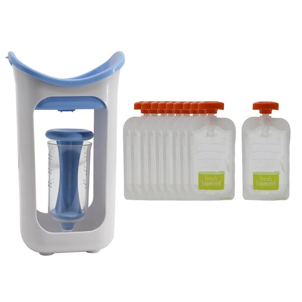 Máquina para hacer jugos de frutas caseros para bebés Squeeze Station con bolsas de almacenamiento, para Azul