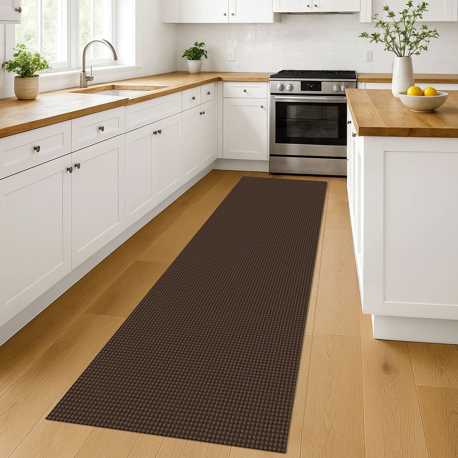 iOhouze Runner Rug for Hallways 2x8 ft Washable Hall Carpet Runner Rubber Backed Kitchen Runner Reddish Brown/Coffee Cotton Entryway Runner Rugs Floor Runners for Indoor Hallway Bedroom Kitchen