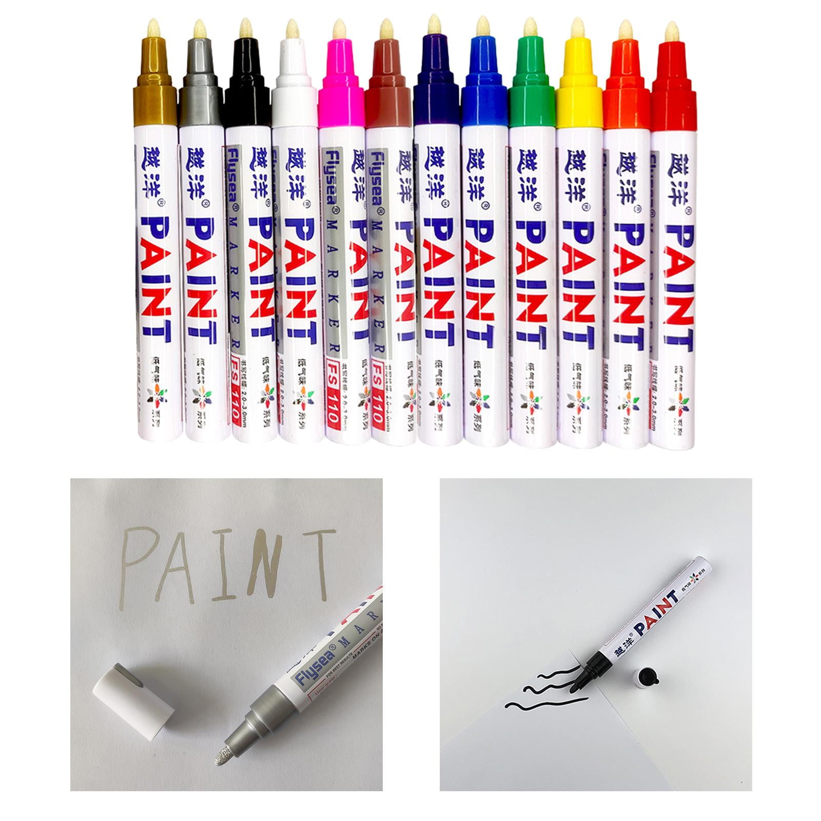 FVDPWYE 12 Pieces Permanent Paint Marker Pen 4.5mm Waterproof Art Scratch Repair for for