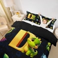 thumbnail image 2 of Erosebridal Kids Dinosaur Queen Duvet Cover Set for Boys Girls, Dino Letter D Bedding, Black Reversible 3 Pieces, 1 Duvet Cover and 2 Pillowcases (No Comforter), 2 of 6