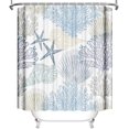 thumbnail image 4 of Nautical Coastal Shower Curtain Blue Ocean Beach Shower Curtain for Bathroom Starfish Seashell Coral Ocean Themed Home Decor Fabric Washable Waterproof with 12 Hooks 72x72 in, 4 of 6
