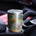 thumbnail image 5 of 30oz Pioneer Flower Floral Print Pattern Tumbler, Double Wall Vacuum Insulated Cup, BPA-Free Leak Proof Lid & Reusable Straws, Hot 12h, Cold 34h, 5 of 6