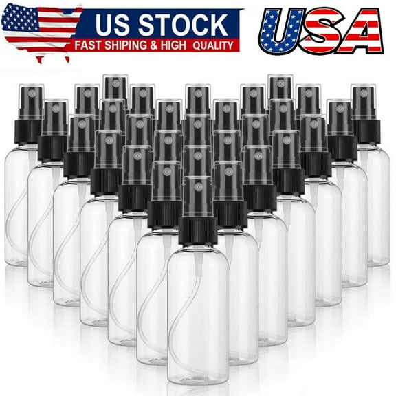 30Pcs 2oz Fine Mist Mini Clear Spray Bottles with Pump Spray Cap - for Essential Oils, Travel, Perfumes - Refillable & Reusable Empty Plastic Bottles Travel Bottle