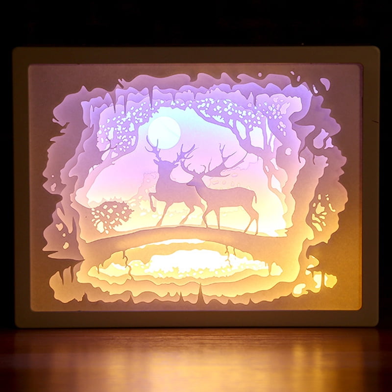 3D Paper Carving Night Lights LED Table Lamp Bedroom Bedside Night Lights C 