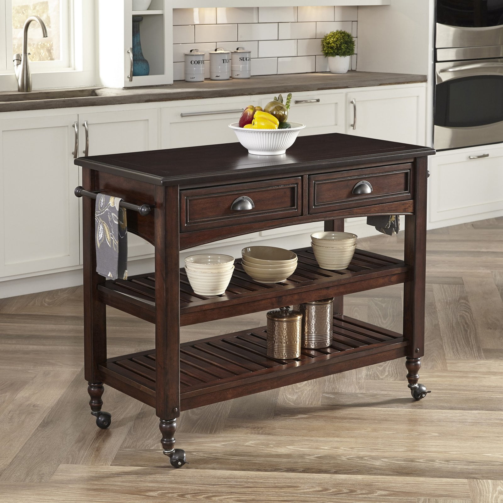 Country Comfort Kitchen Cart w/ Wood Top
