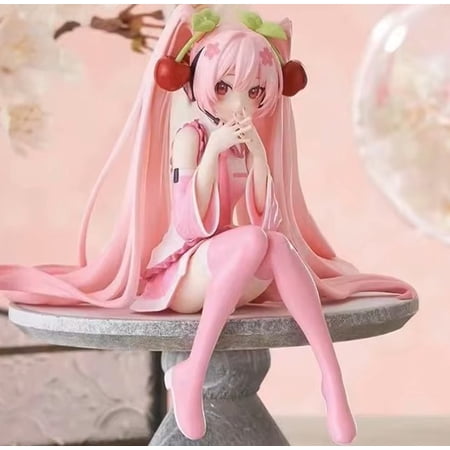 New Hatsune Miku Anime figure Pink dress PVC model action toys Cherry pink cherry blossom decoration collect gifts @