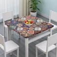 thumbnail image 3 of Modern Boho Floral Design Table Cover 34x34 Inch Square Tablecloth with Elastic Edge for Contemporary Dining Spaces, 3 of 6