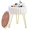 thumbnail image 1 of Taburete de tocador Storage Ottoman Wimarsbon, redondo y moderno, blanco, 1 of 7