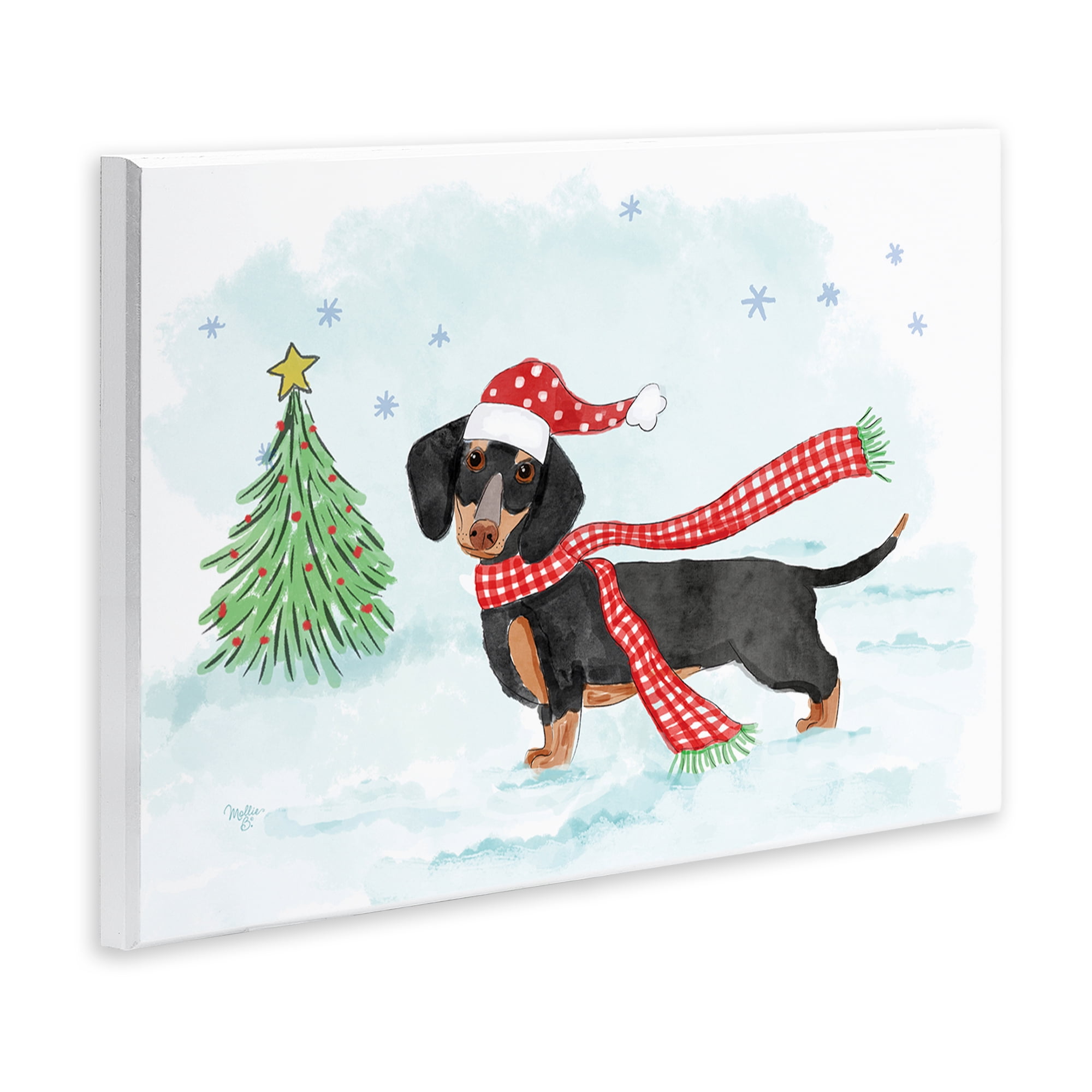 Stupell Industries Dachshund with Scarf Holiday Painting Unframed Art Prints Wall Art, 19 x 13